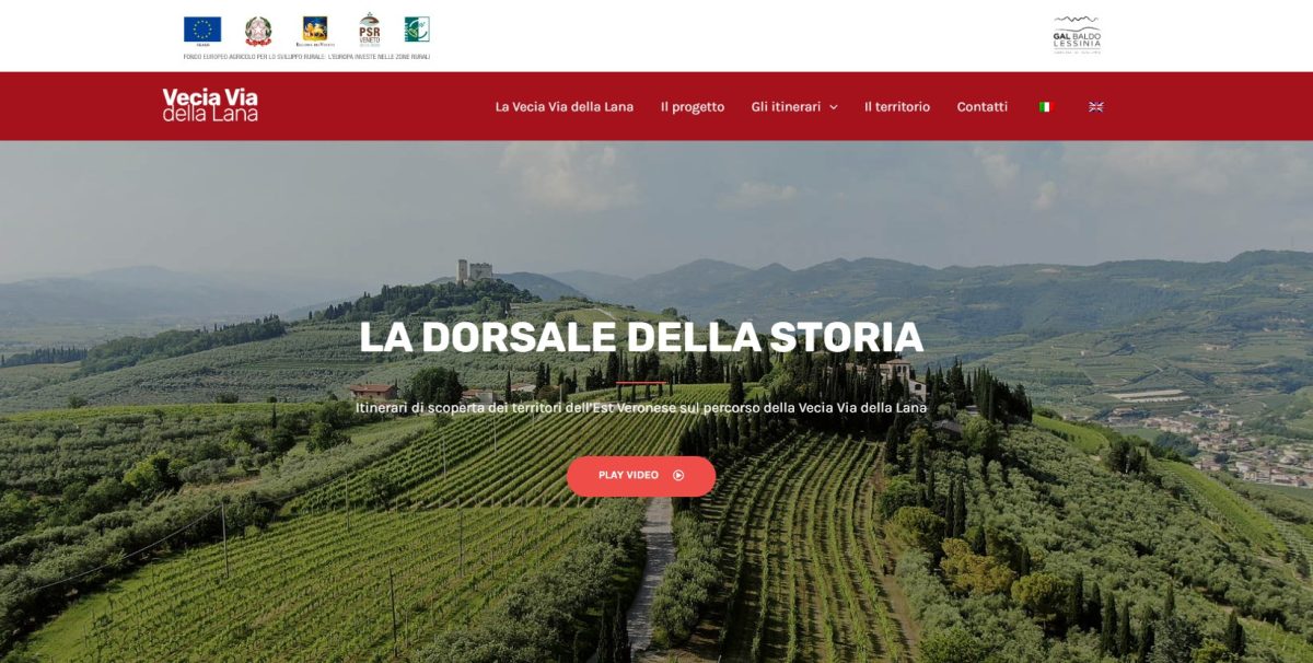 Lo screenshot della Homepage del nuovo sito della Vecia Via della Lana.